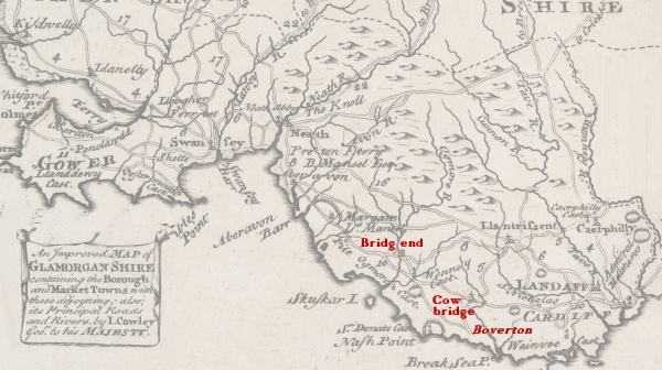 Iolo's Glamorgan (Cowley's map of 1744)